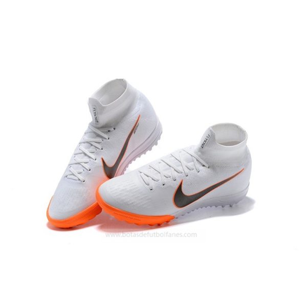 Nike Hombres Mercurial SuperflyX VI Elite TF Blanco Naranja Negro